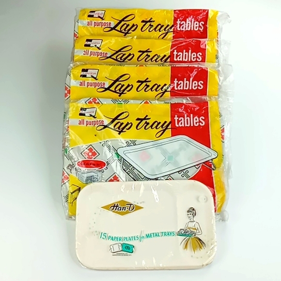 Vintage Quaker "Lavada" All Purpose Lap Tray Tables Set of 4 - Picture 1 of 15